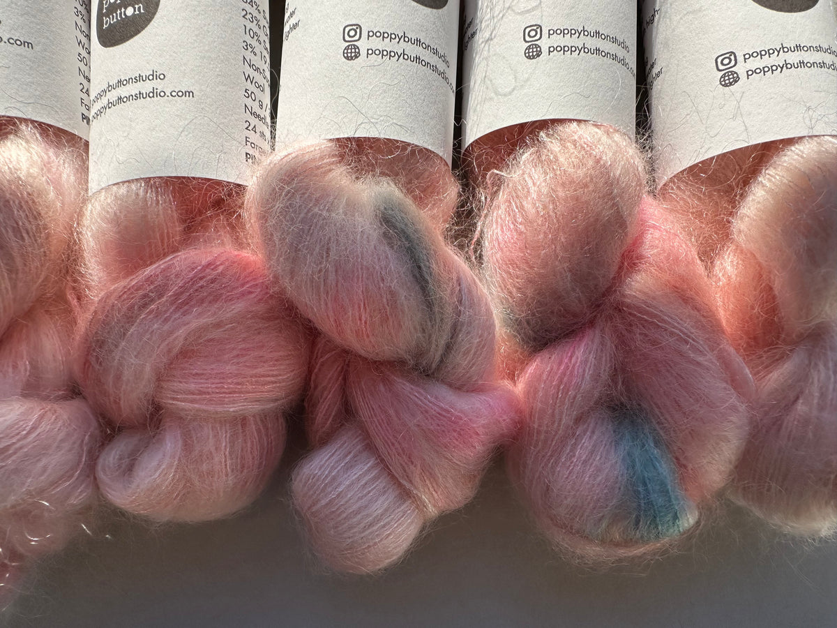 Paljett-Silkemohair – Pink Opal
