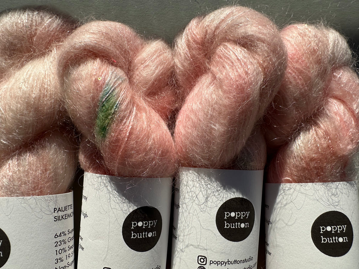 Paljett-Silkemohair – Pink Opal