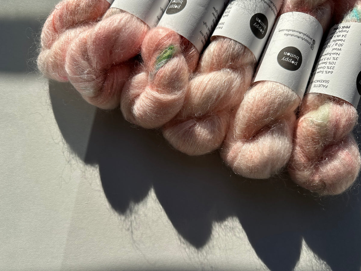 Paljett-Silkemohair – Pink Opal