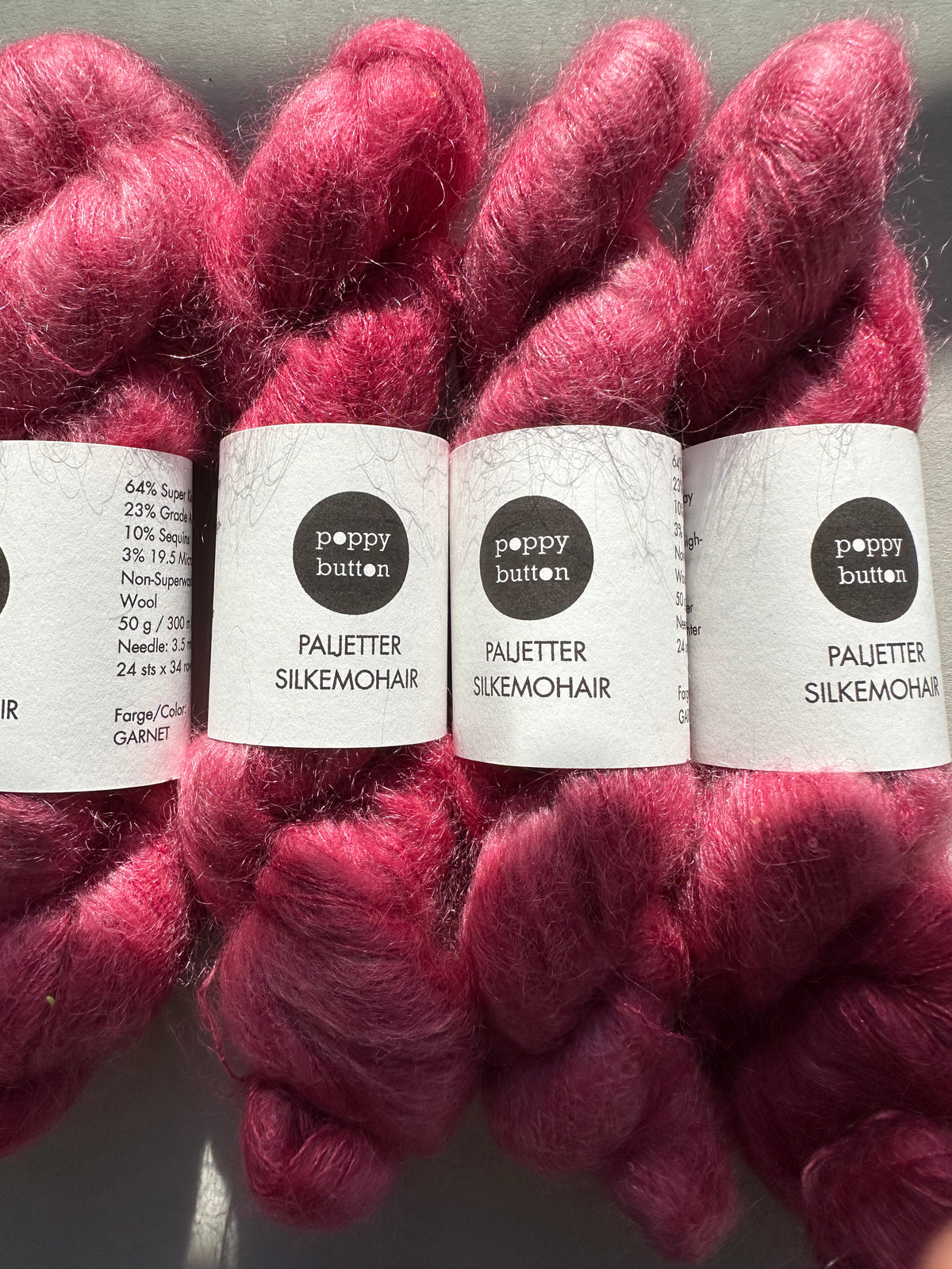 Paljett-Silkemohair – Garnet