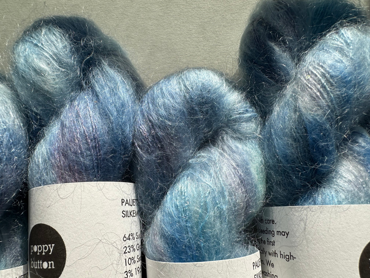 Paljett-Silkemohair – Arctic Sapphire