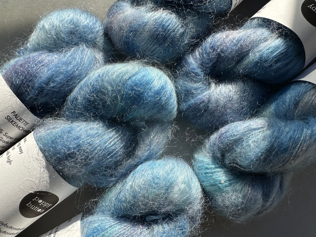 Paljett-Silkemohair – Arctic Sapphire