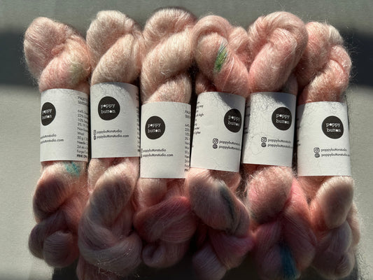 Paljett-Silkemohair – Pink Opal