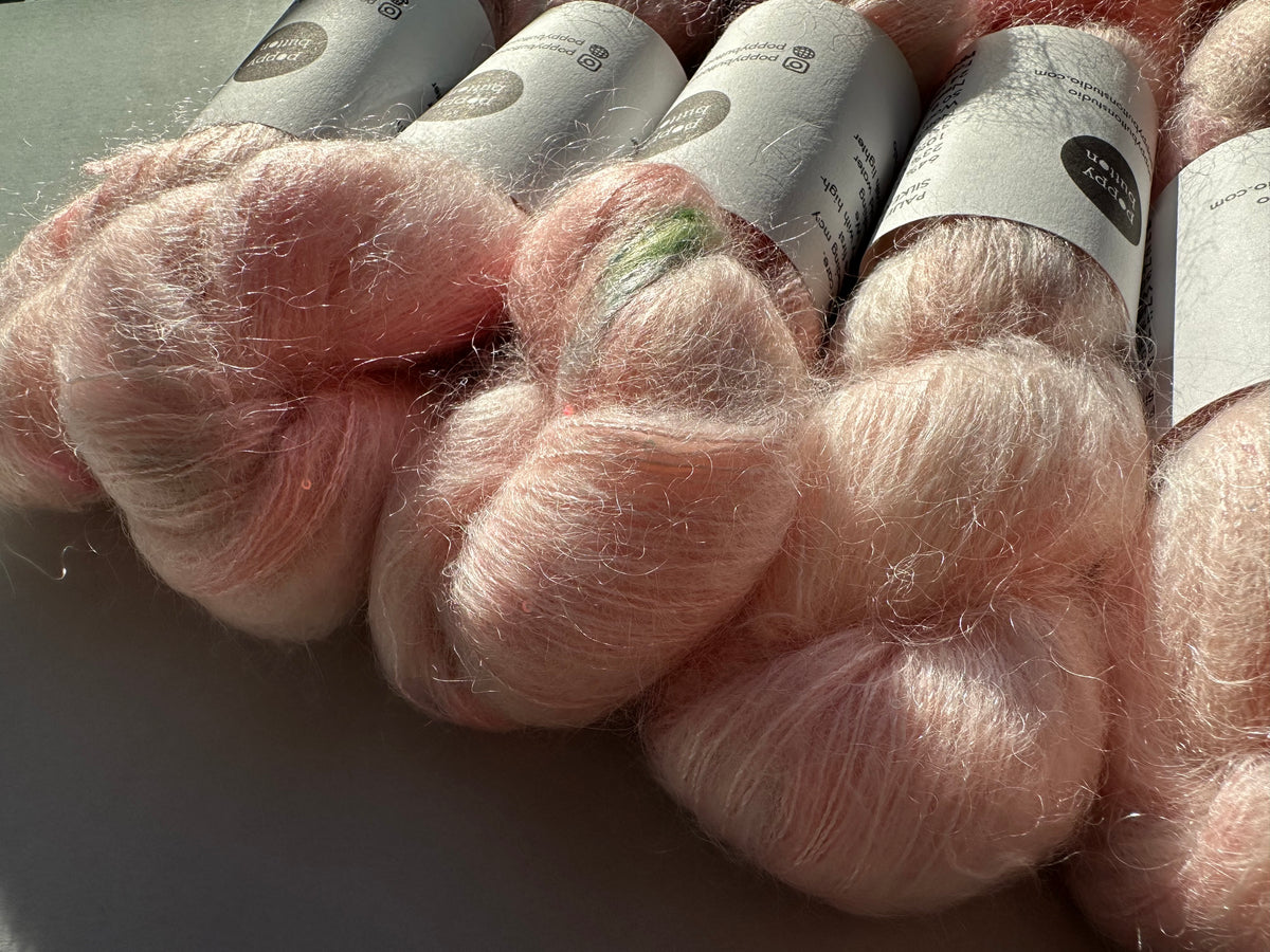 Paljett-Silkemohair – Pink Opal