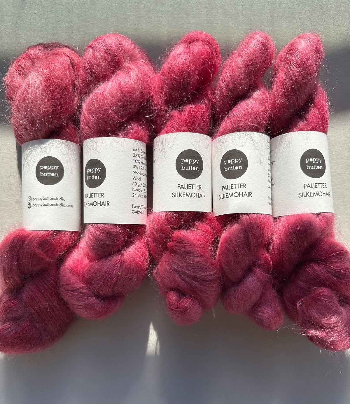 Paljett-Silkemohair – Garnet