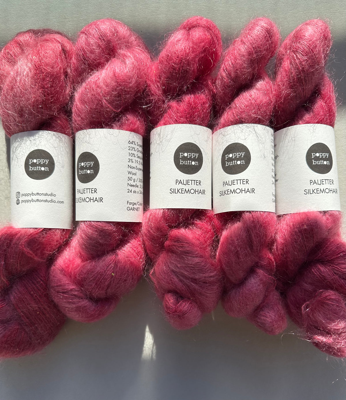 Paljett-Silkemohair – Garnet