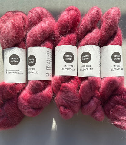 Paljett-Silkemohair – Garnet