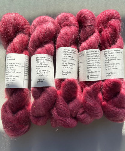 Paljett-Silkemohair – Garnet