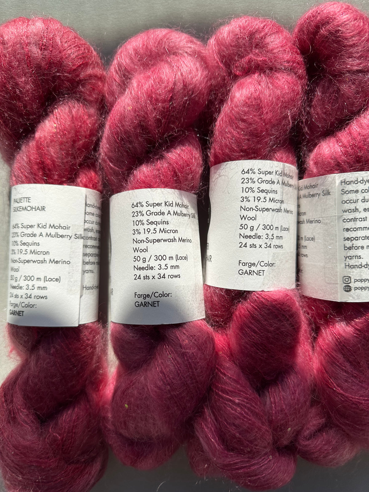 Paljett-Silkemohair – Garnet