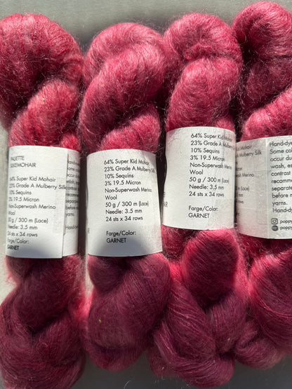 Paljett-Silkemohair – Garnet