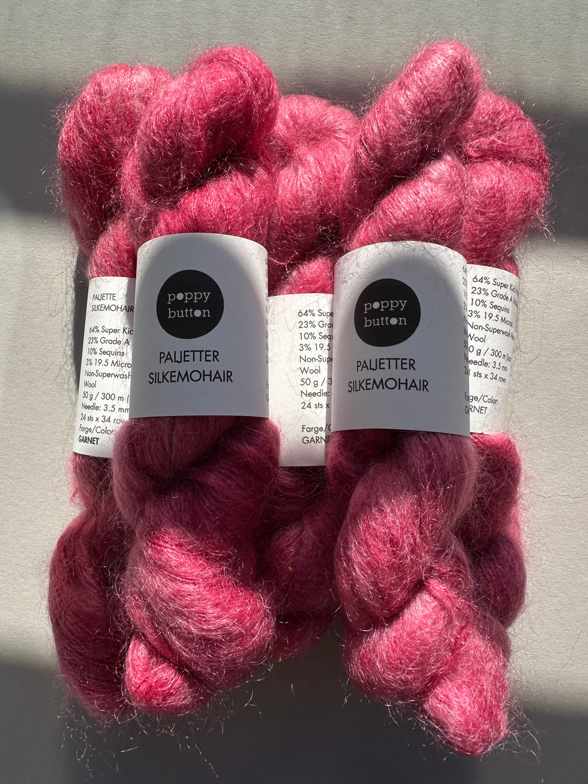 Paljett-Silkemohair – Garnet