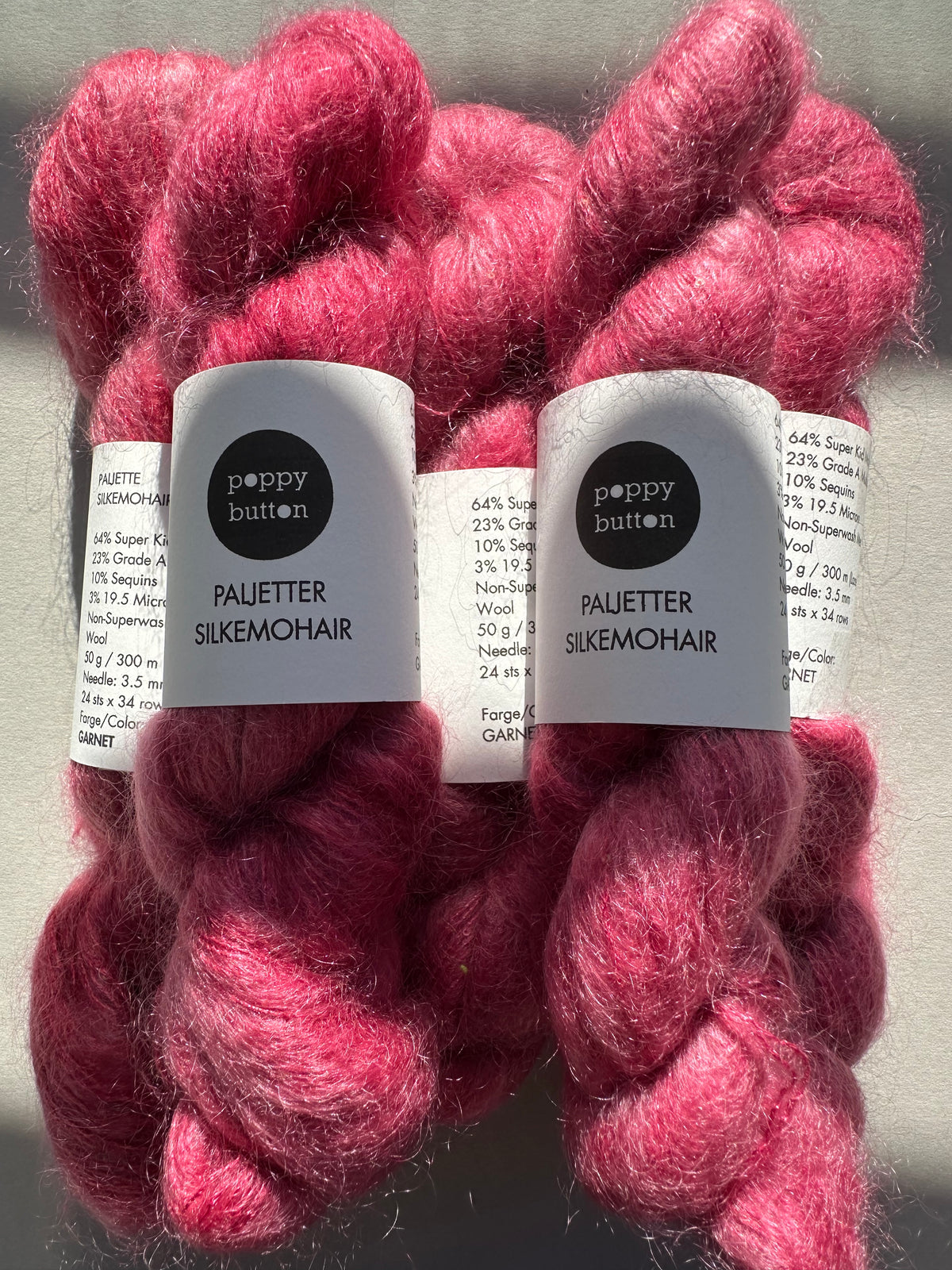 Paljett-Silkemohair – Garnet