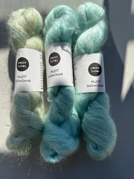 Paljett-Silkemohair – Aquamarine