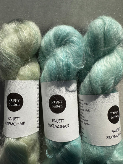 Paljett-Silkemohair – Aquamarine