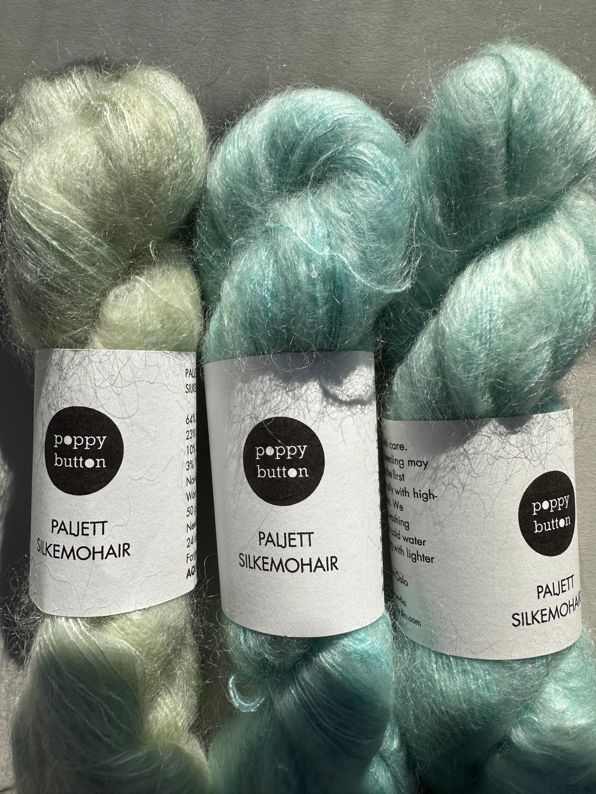 Paljett-Silkemohair – Aquamarine