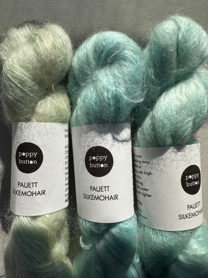 Paljett-Silkemohair – Aquamarine