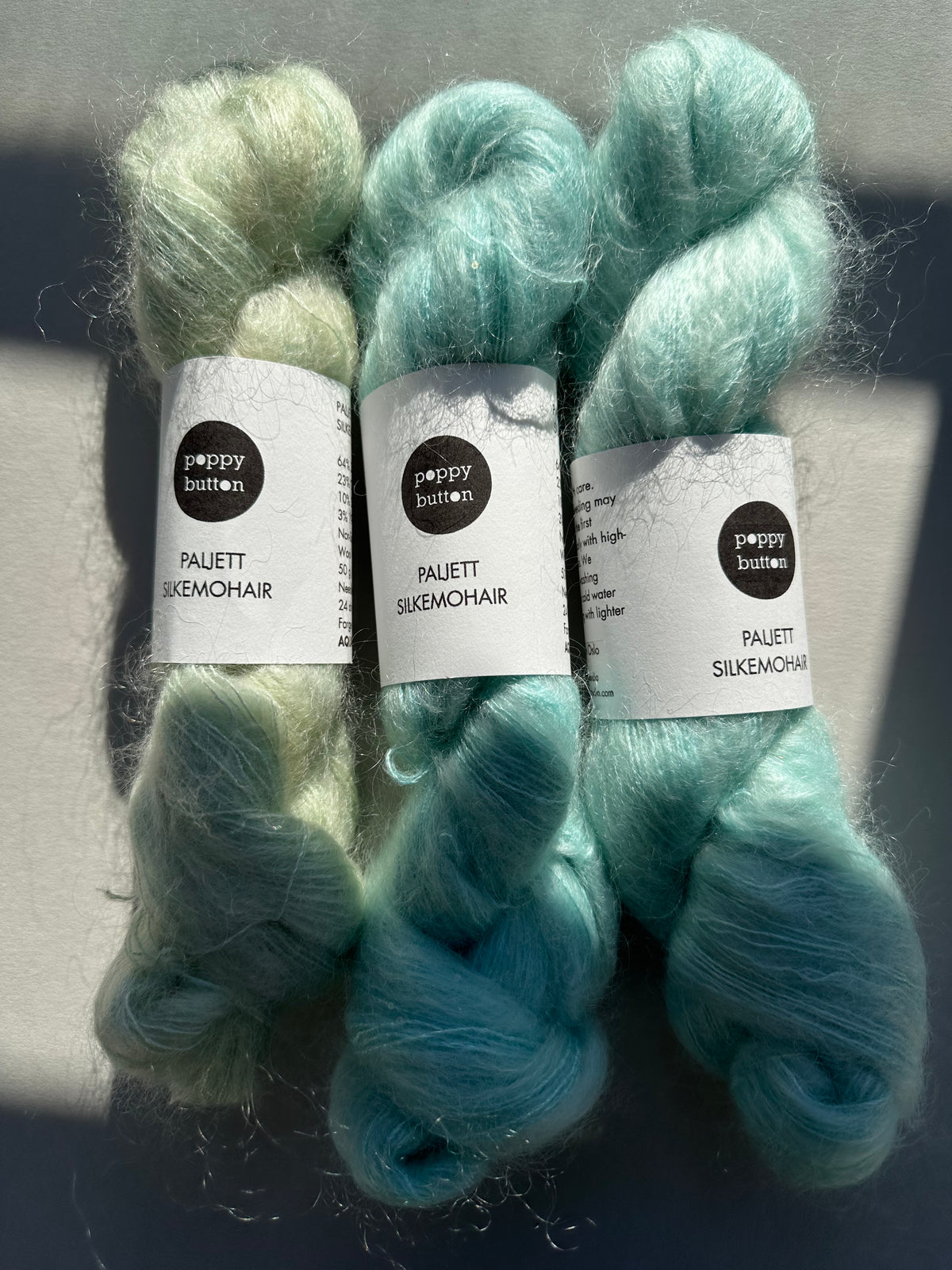 Paljett-Silkemohair – Aquamarine