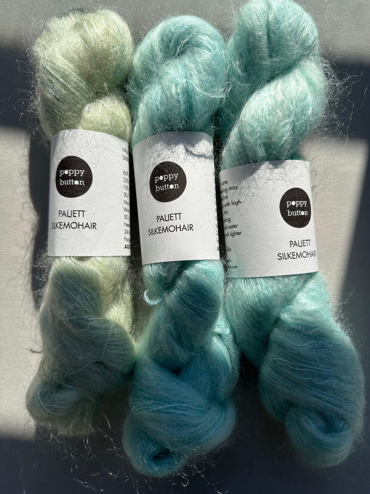 Paljett-Silkemohair – Aquamarine