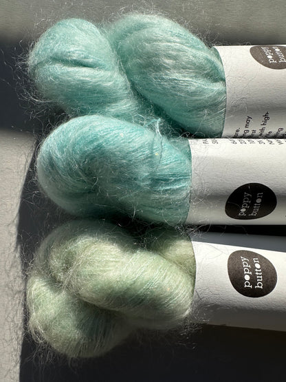 Paljett-Silkemohair – Aquamarine
